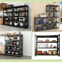 Metalni regal za skladištenje na 5 razina, 100 x 200 x 30cm, crni